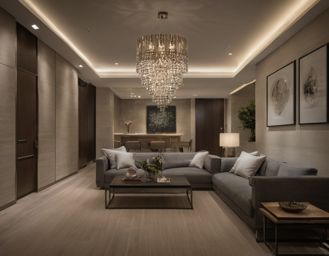 A compliant imported chandelier must still work within the living room interior design planning reference
